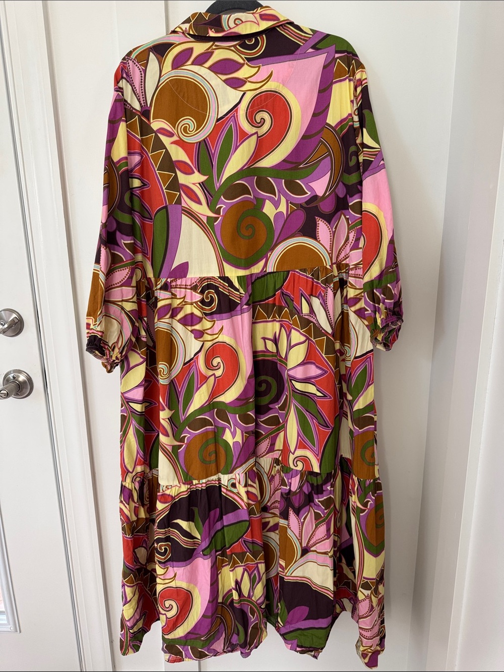 Anthropologie Maeve The Bettina Tiered Shirt Dress Purple Motif Size 2X - Picture 7 of 11